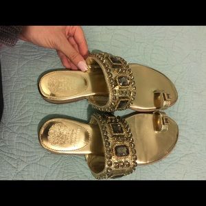 Vince Camuto Gold Gemmed Sandals
